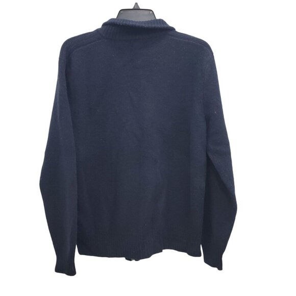 J. Crew Factory Mens Vintage Navy Blue 100% Lambswool Zip Up Mock Neck Sweater L - Picture 6 of 6